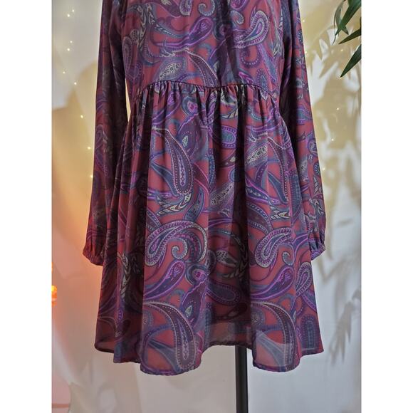 Jack by BB Dakota Triston Paisley High Neck Mini Dress Womens Size S Flowy Boho - Picture 10 of 16